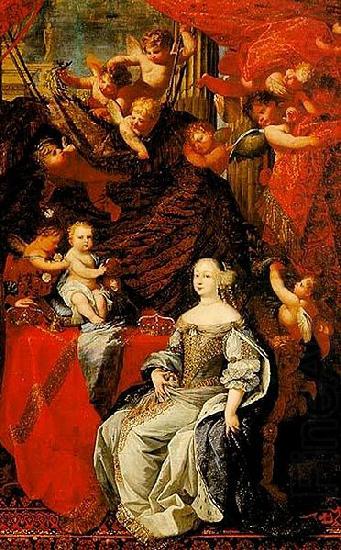 unknow artist Detail of an allegorical painting of the Duchess of Savoy with her son the future Vittorio Amedeo II china oil painting image